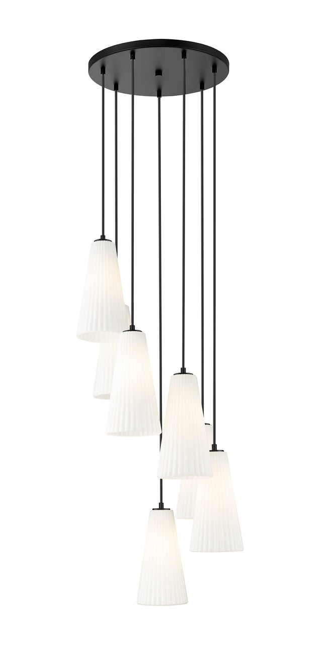 3043P7-7R-MB - Farrell 7 Light 18" Chandelier - Matte Black