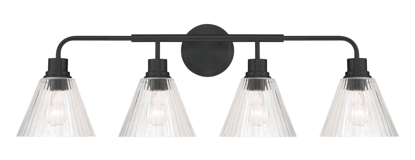 61104-FB - Pleated 4 Light 34" Wide Vanity Light - Flat Black