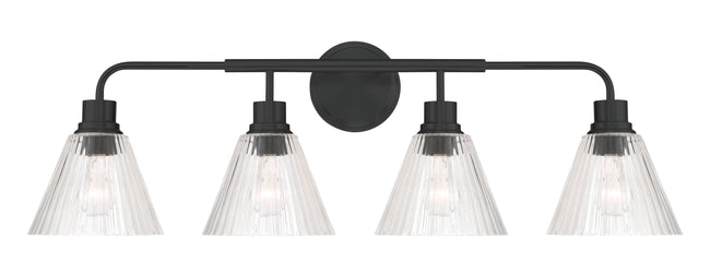 61104-FB - Pleated 4 Light 34" Wide Vanity Light - Flat Black