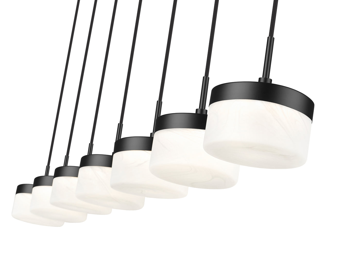 827P6-7L-MB-LED - Renaud 7 Light Linear 59" Chandelier - Matte Black