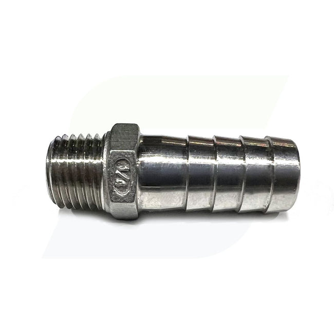 N400-050-025SS - 316 Stainless Hose Barb x Male NPT - 1/2" Hose x 1/4" Male NPT