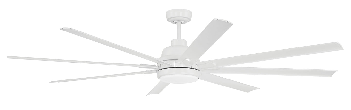 RSH72W8 - Rush 72 72" 8 Blade Indoor Outdoor Ceiling Fan with Light Kit - White