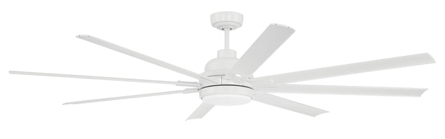 RSH72W8 - Rush 72 72" 8 Blade Indoor Outdoor Ceiling Fan with Light Kit - White