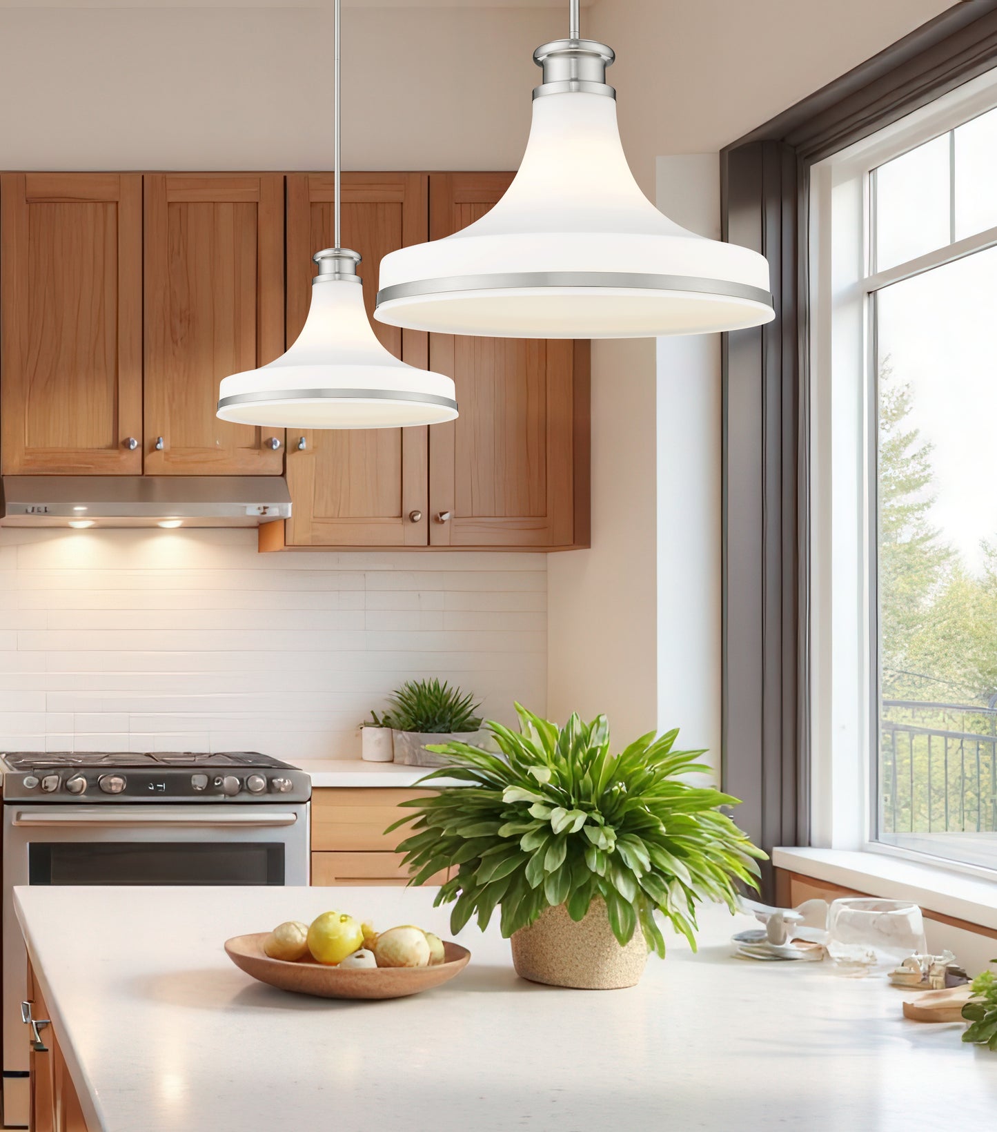 831P18-BN - Reznor 1 Light 18" Pendant - Brushed Nickel