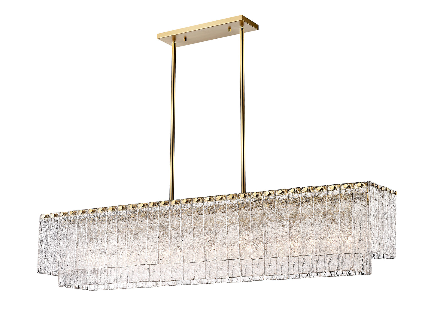 1943-53L-MGLD - Glacier 7 Light Linear 54" Chandelier - Modern Gold