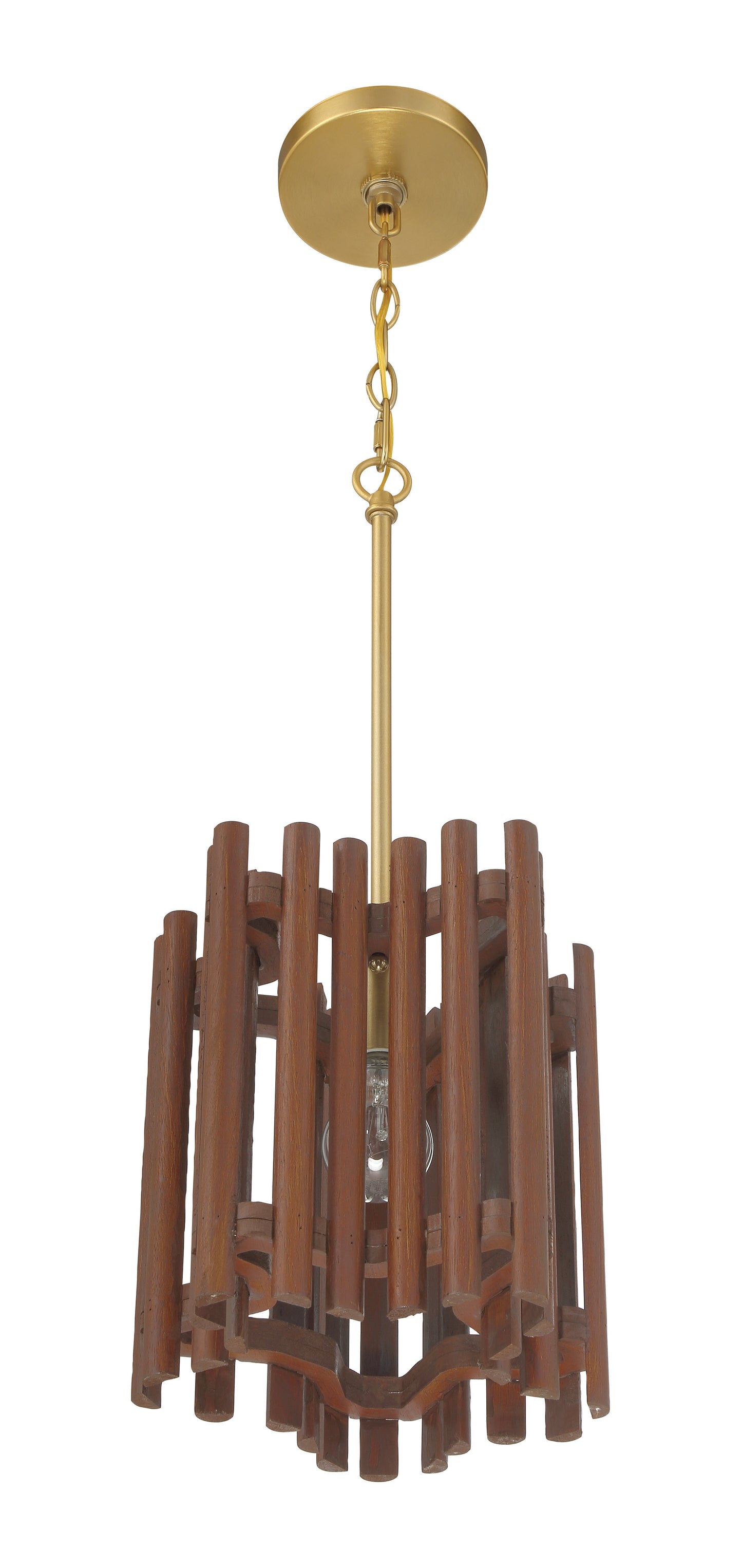 58491-SBWAL - Freeform 1 Light 9.5" Wide Pendant - Satin Brass / Walnut