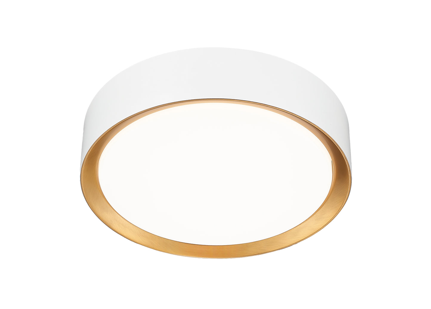 1014F12-MW-MGLD-LED - Kawan 1 Light Flush 12" Mount - Matte White / Modern Gold