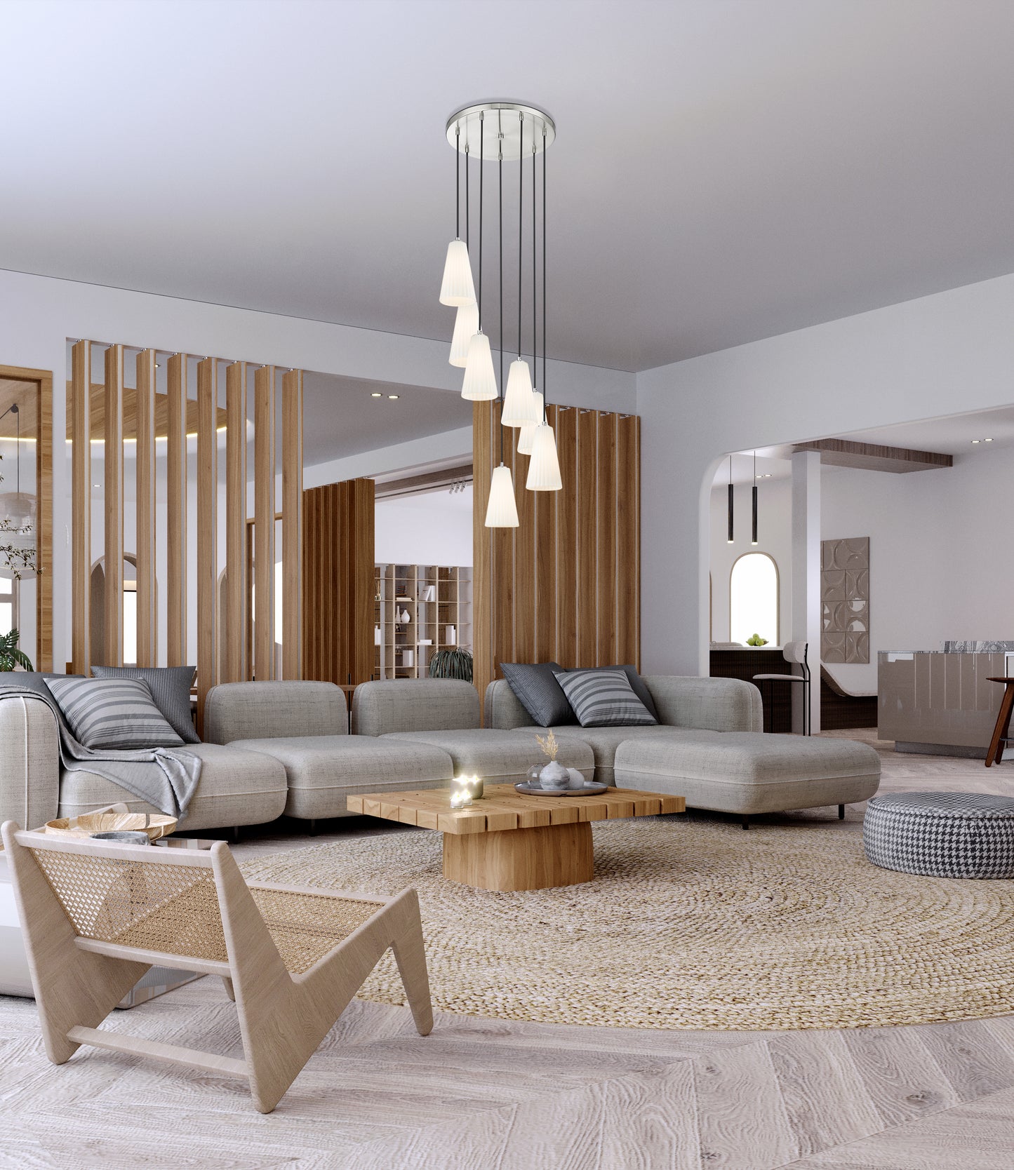 3043P6-7R-BN - Farrell 7 Light 18" Chandelier - Brushed Nickel