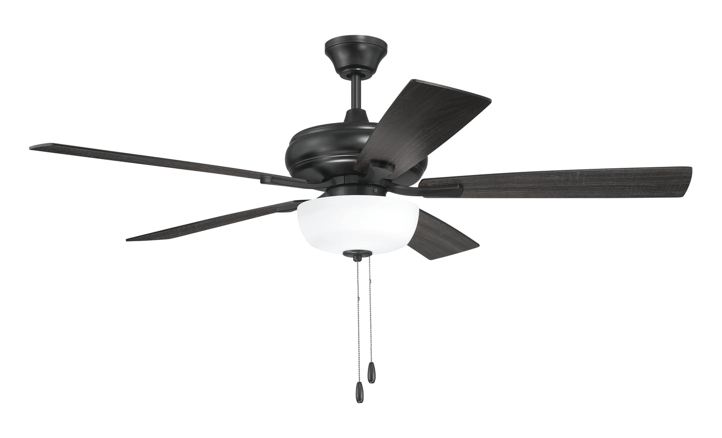 ECF211FB5-FBGW - EOS 2 Light Frosted White Bowl 52" Ceiling Fan 52" 5 Blade Ceiling Fan with Light Kit - Flat Black