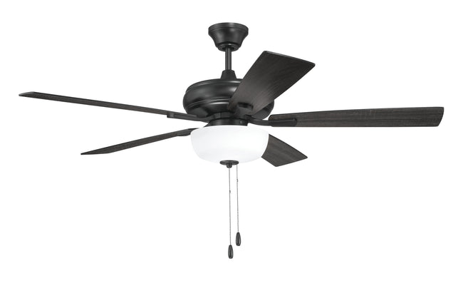 ECF211FB5-FBGW - EOS 2 Light Frosted White Bowl 52" Ceiling Fan 52" 5 Blade Ceiling Fan with Light Kit - Flat Black