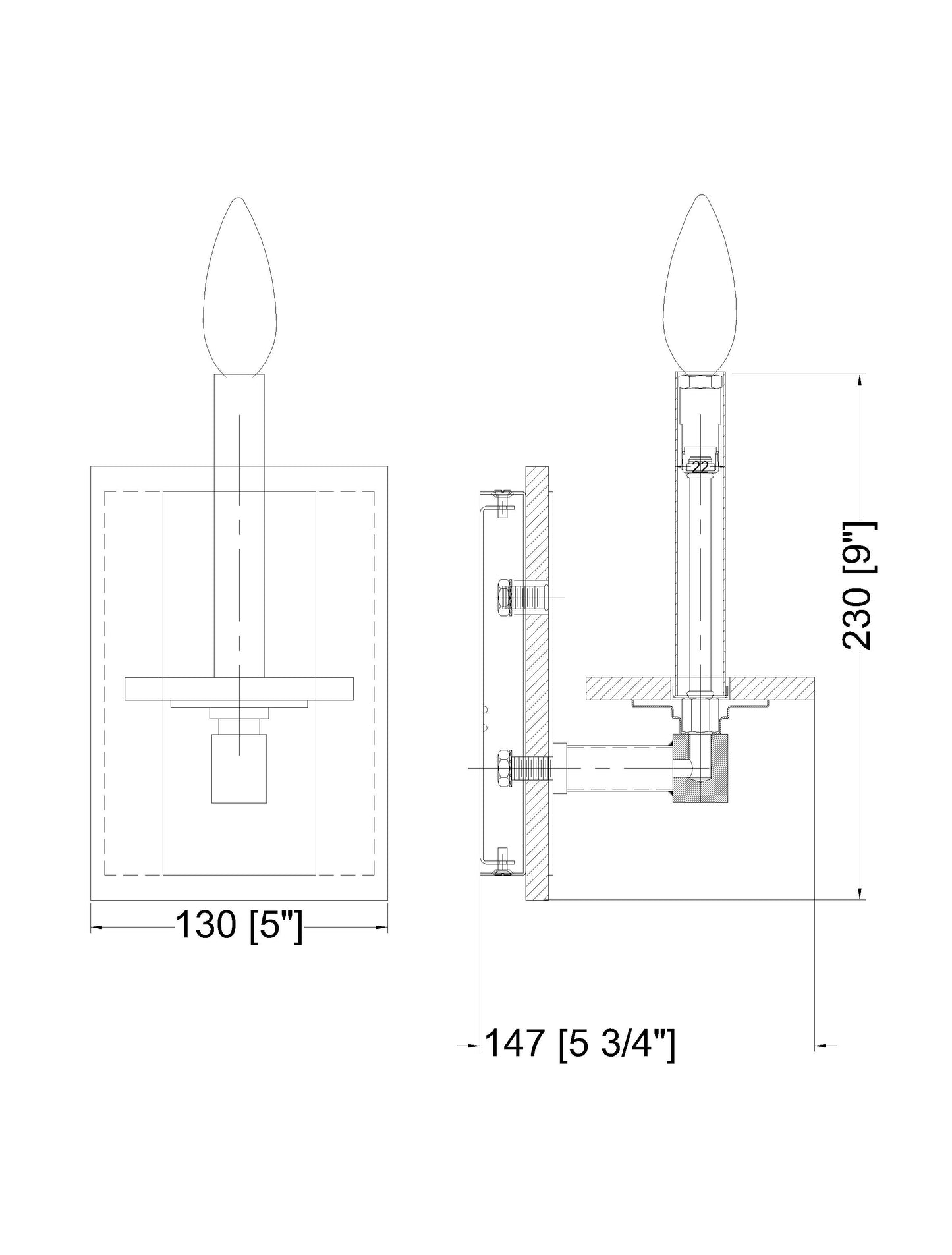 3045-1S-MGLD - Kaden 1 Light Wall 9" Sconce - Modern Gold