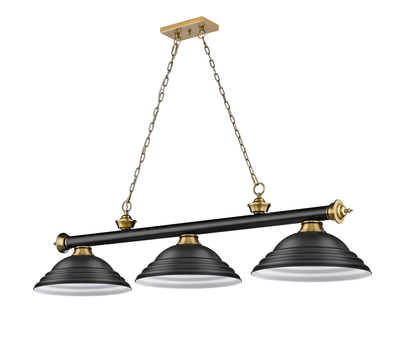 2306-3MB-RB-SMB - Cordon 3 Light 58" Billiard - Matte Black / Rubbed Brass