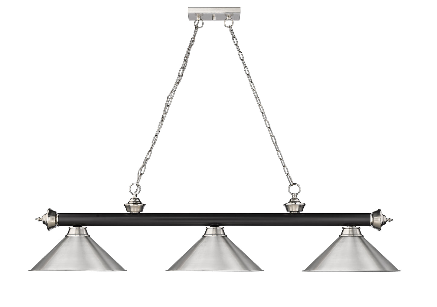 2306-3MB-BN-BN15 - Cordon 3 Light 57" Billiard - Matte Black / Brushed Nickel
