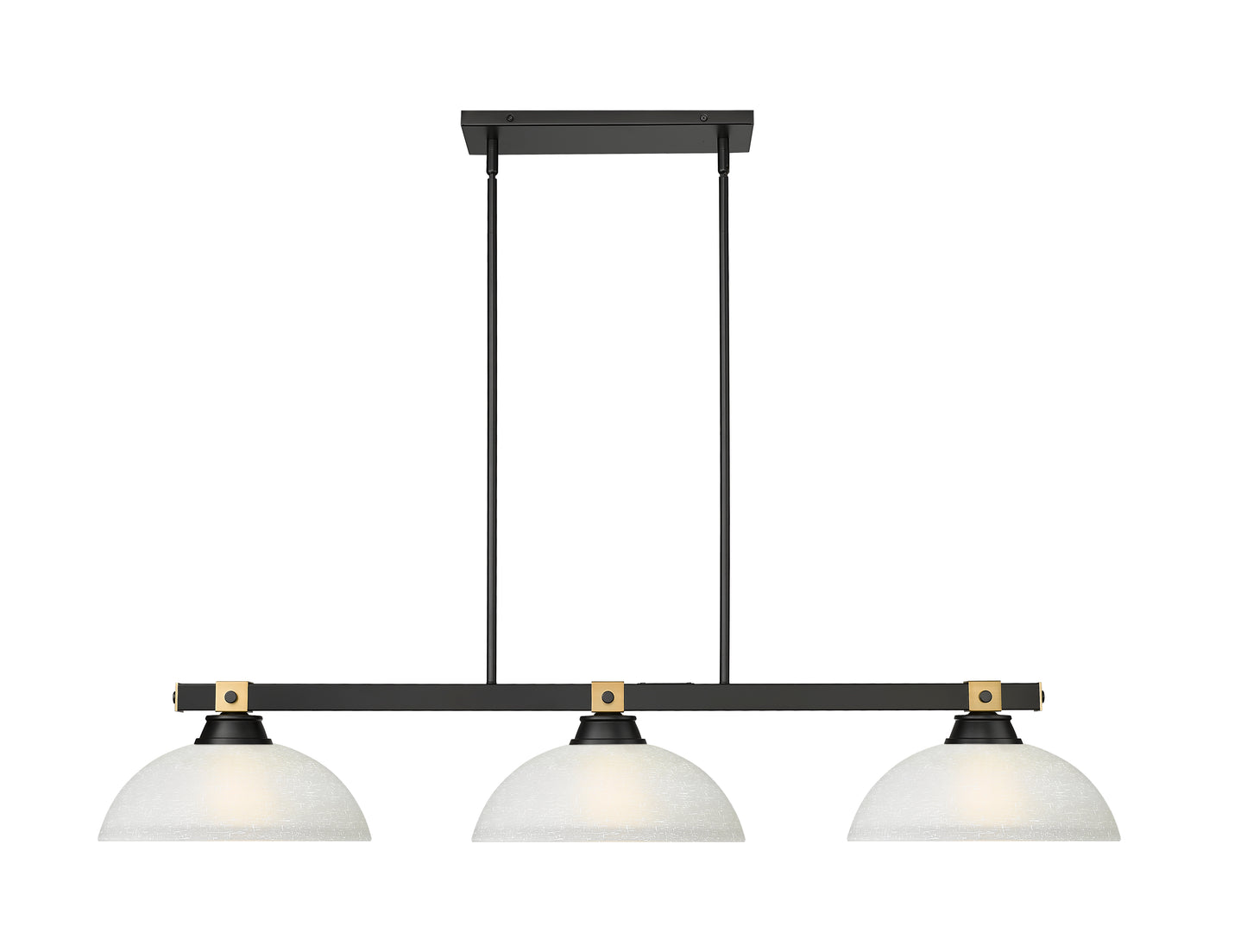 1955-3MB-RB-DWL14 - Bronte 3 Light 52" Billiard - Matte Black / Rubbed Brass