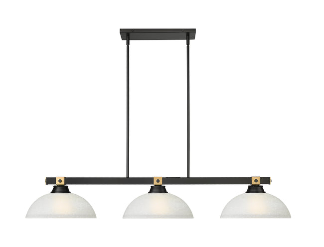 1955-3MB-RB-DWL14 - Bronte 3 Light 52" Billiard - Matte Black / Rubbed Brass