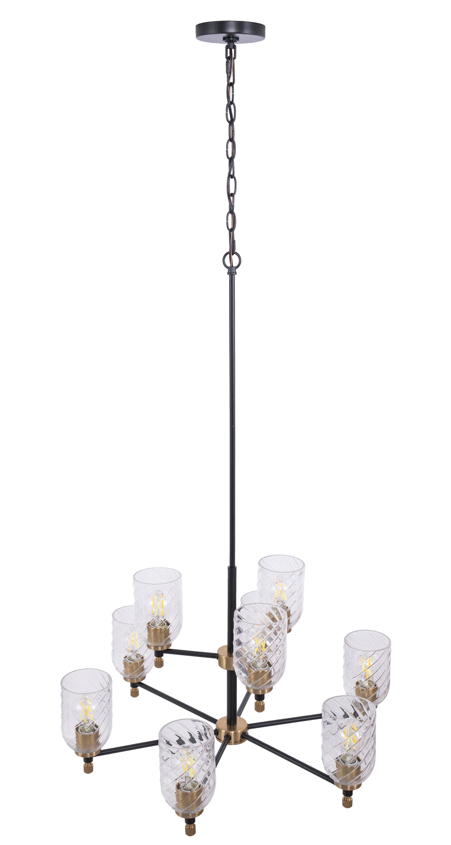 60329-FBSB-C - Council 9 Light 29" Wide Chandelier - Flat Black / Satin Brass