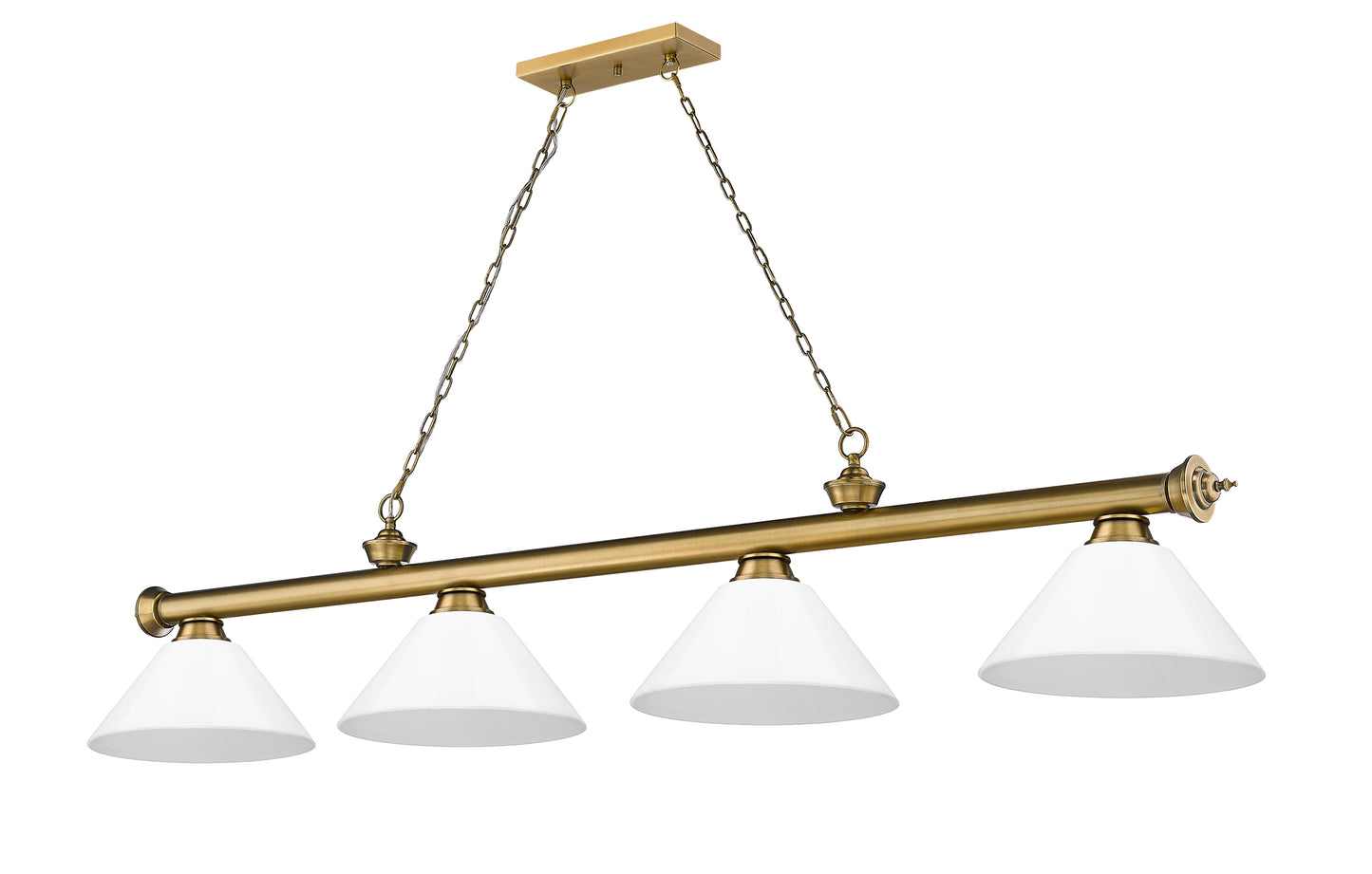2306-4RB-PWH - Cordon 4 Light 81" Billiard - Rubbed Brass