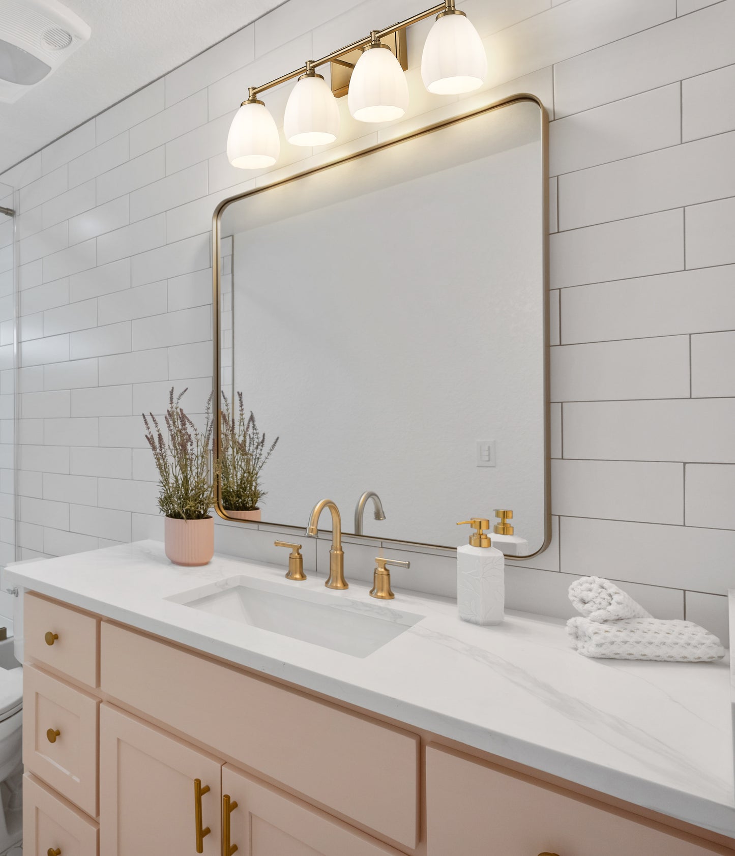 7004-4V-MGLD - Oren 4 Light 31" Vanity - Modern Gold