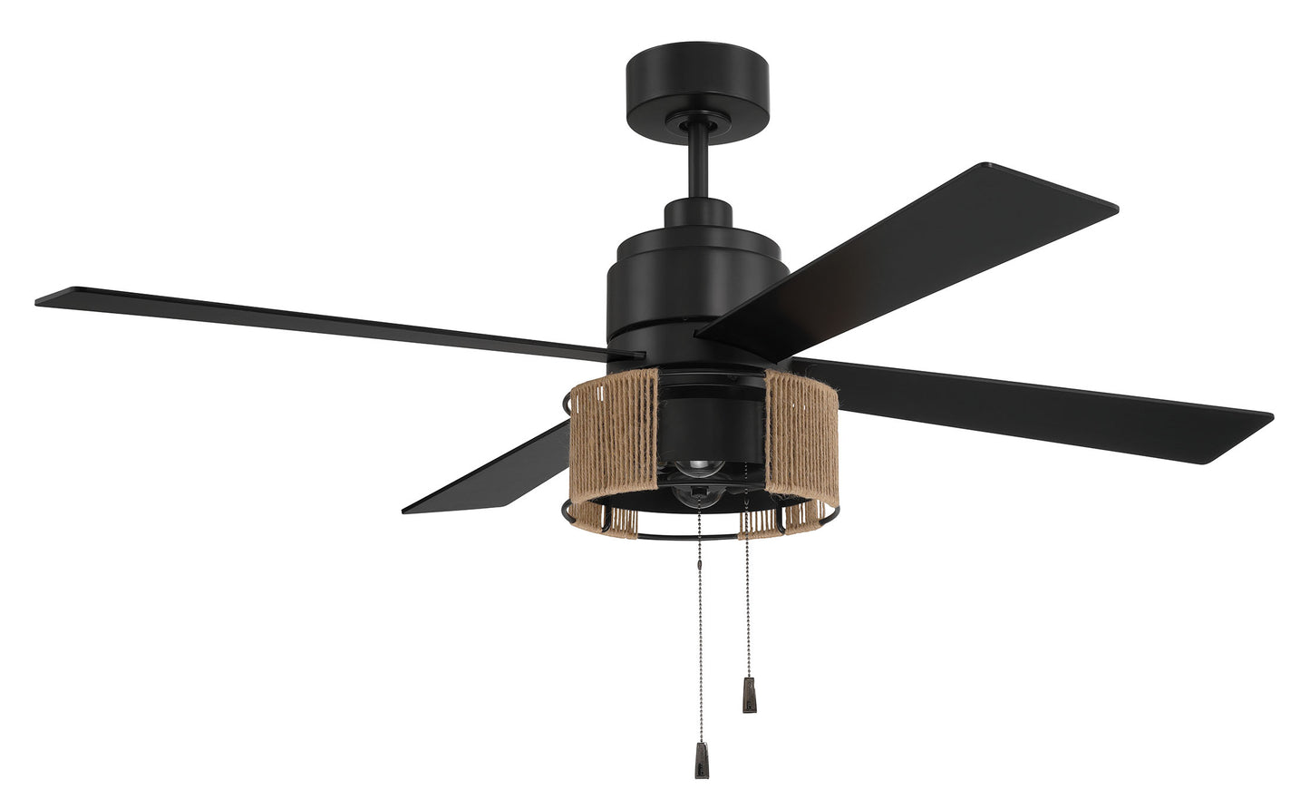 KNS52FB4 - Kensey 52" 4 Blade Ceiling Fan with Light Kit - Flat Black