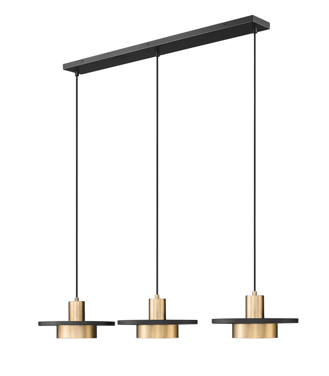 829P12-3L-MB-MGLD-LE - Ludo 3 Light Linear 52" Chandelier - Matte Black / Modern Gold