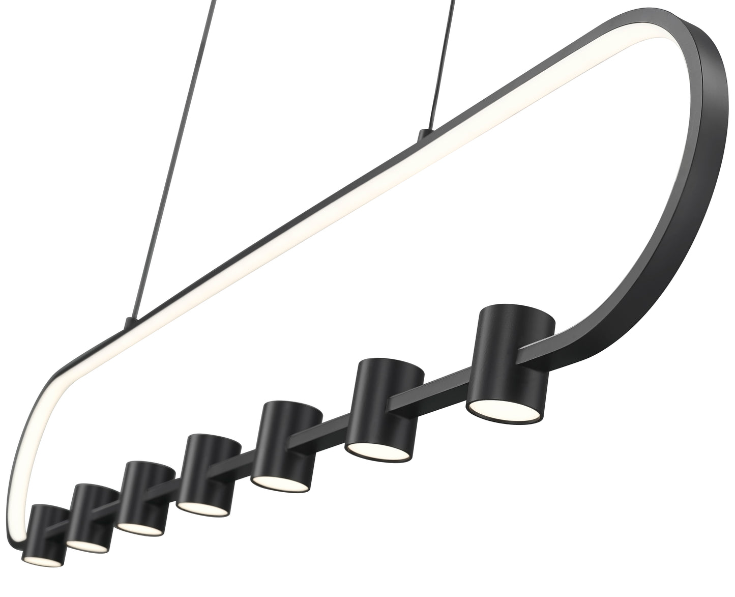 4101-54L-MB-LED - Saros 7 Light Linear 54" Chandelier - Matte Black