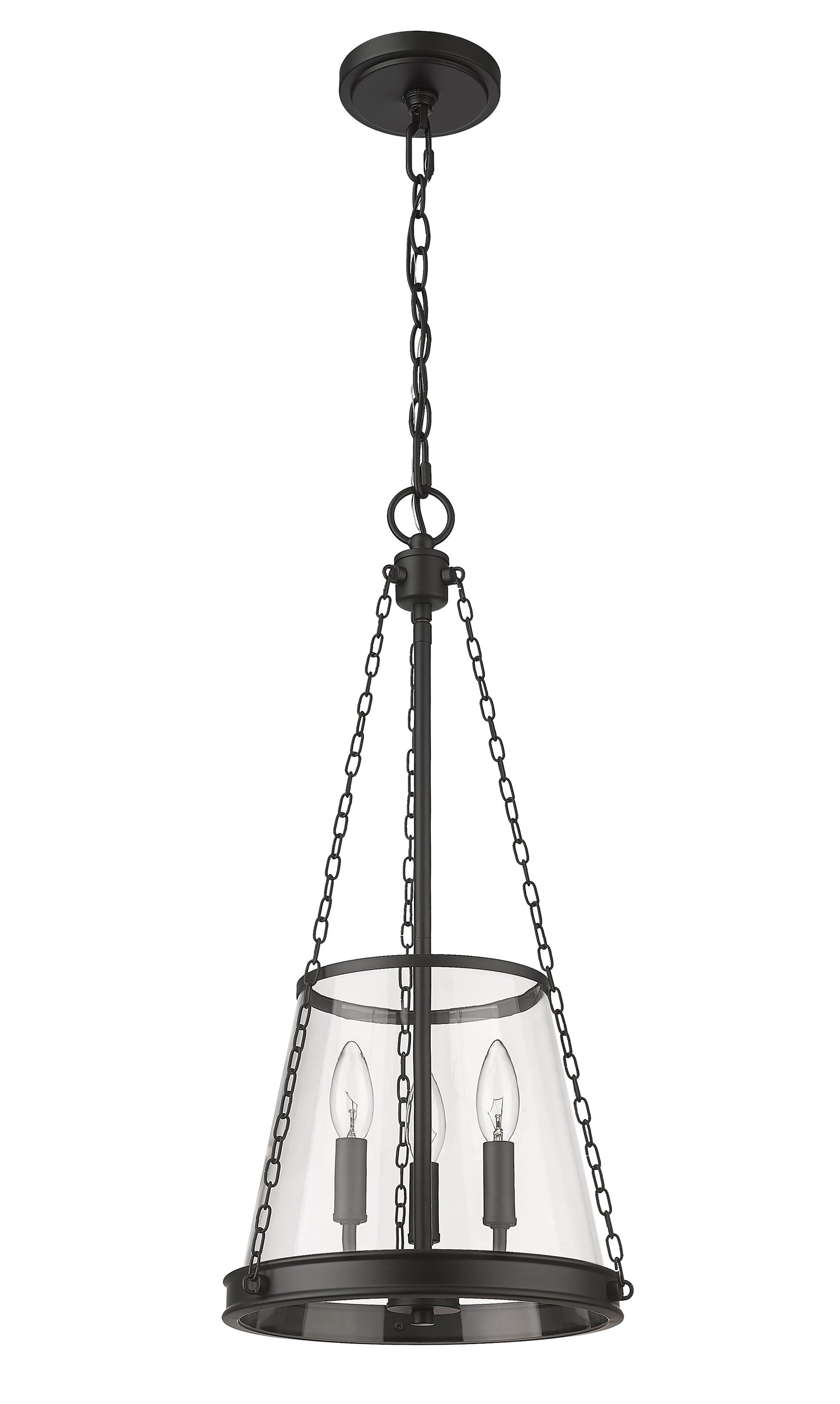 341P12-MB - Prescott 3 Light 12" Pendant - Matte Black