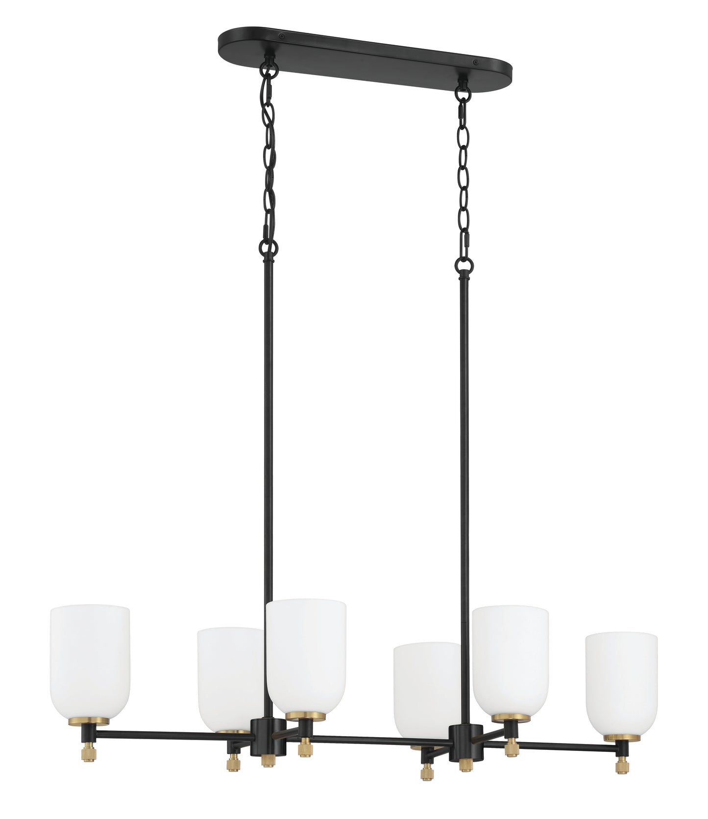 60376-FBSB - Council 6 Light 15" Wide Island Light - Flat Black / Satin Brass