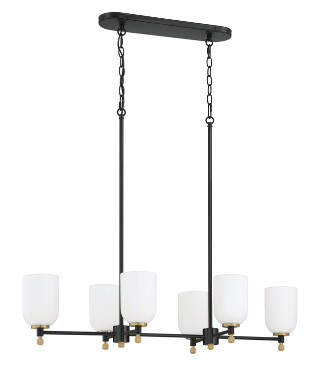 60376-FBSB - Council 6 Light 15" Wide Island Light - Flat Black / Satin Brass
