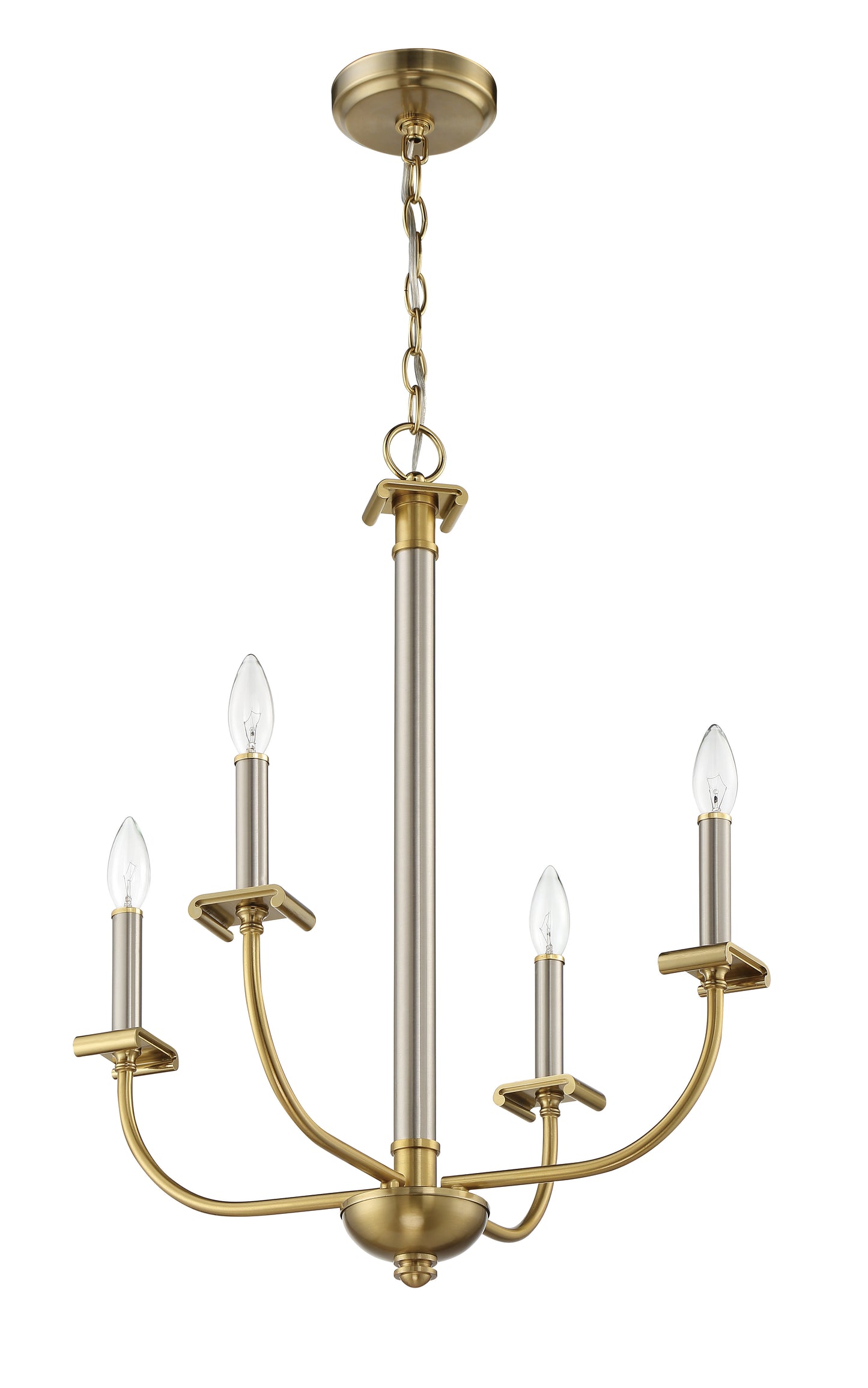 54824-BNKSB - Stanza 4 Light 20" Wide Chandelier - Brushed Polished Nickel / Satin Brass