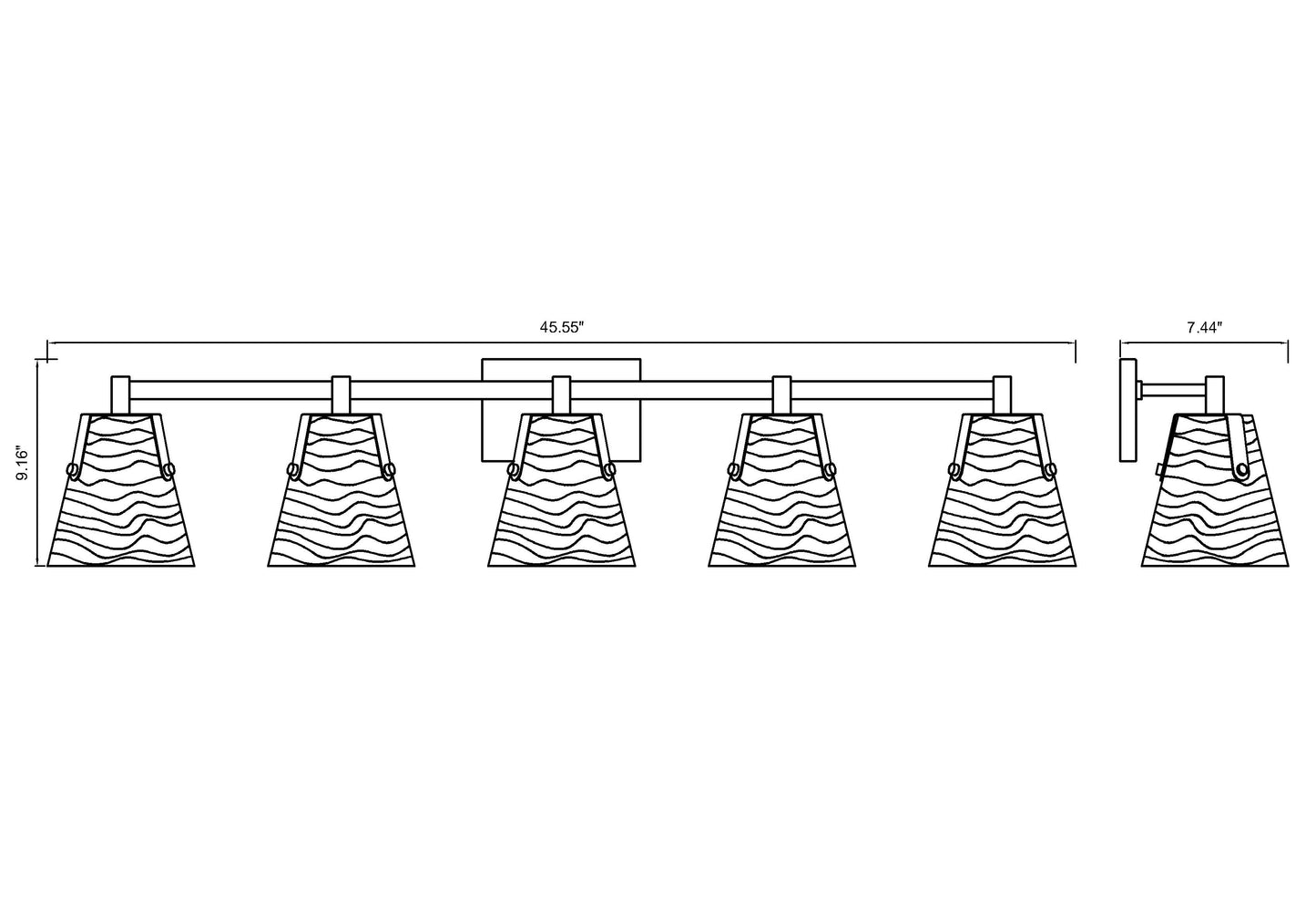 1101-5V-MB - Analia 5 Light 46" Vanity - Matte Black