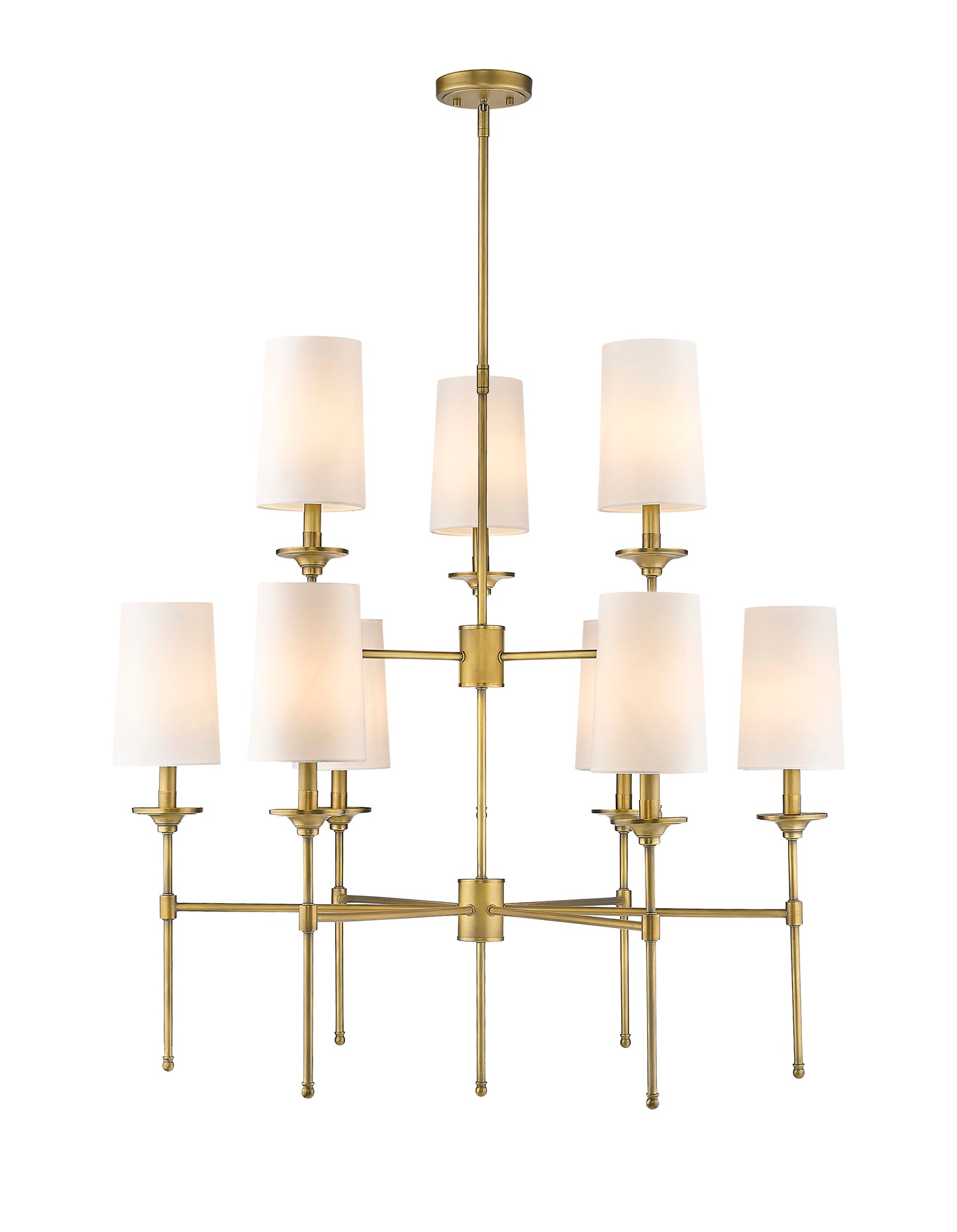 3033-9RB - Emily 9 Light 38" Chandelier - Rubbed Brass