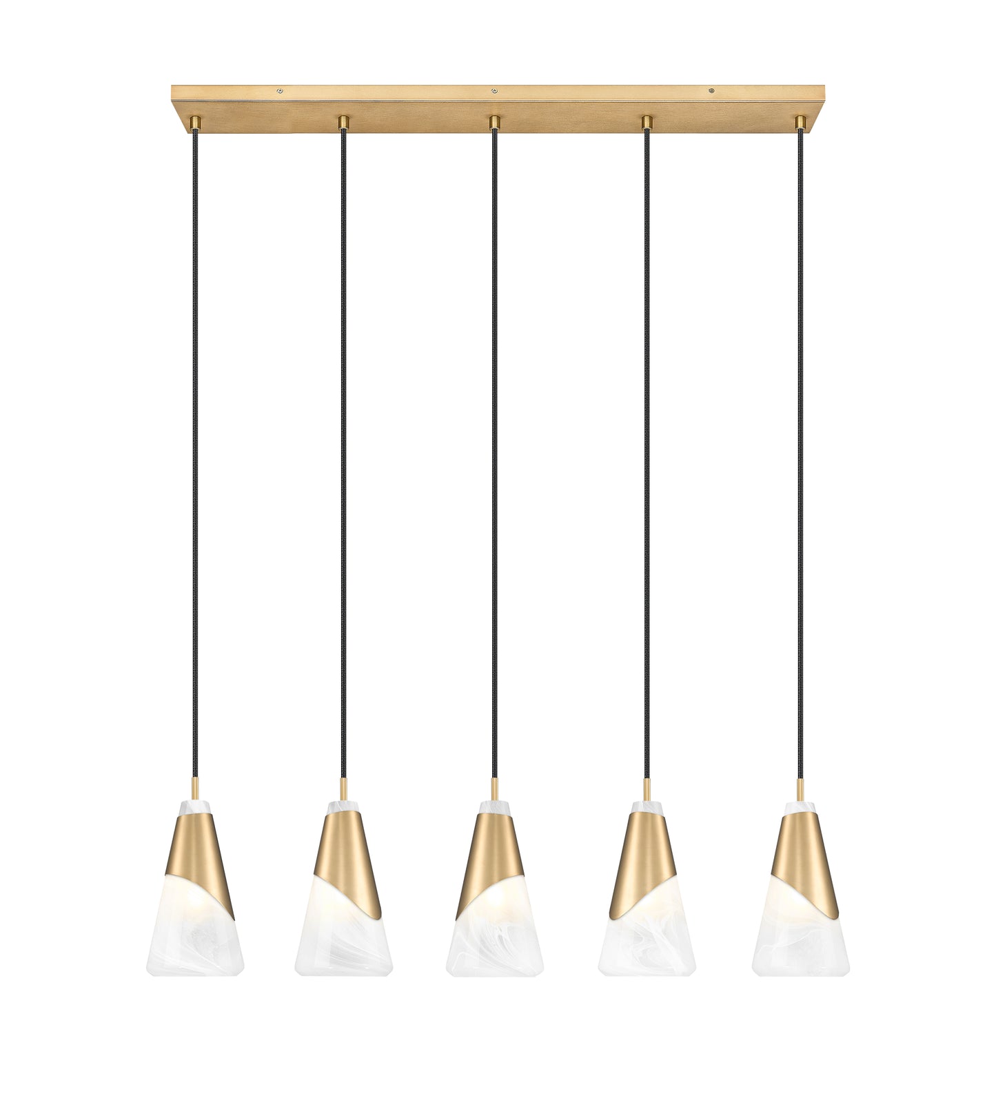 828P6-5L-MGLD - Aimie 5 Light Linear 42" Chandelier - Modern Gold