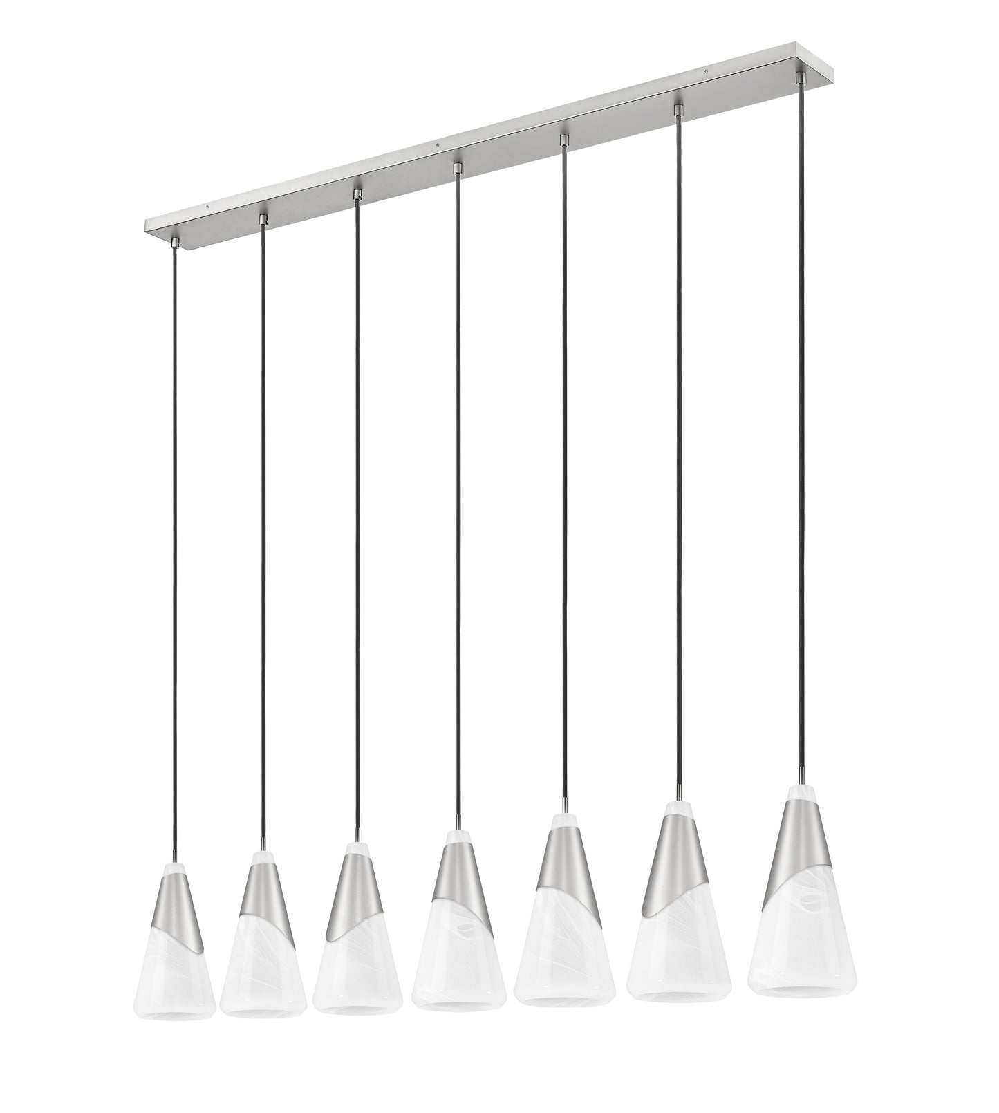 828P7-7L-BN - Aimie 7 Light Linear 54" Chandelier - Brushed Nickel