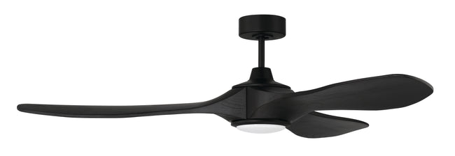 EVY60FB3-NWF - Envy 60" Ceiling Fan, Damp Rated, no Wifi 60" 3 Blade Indoor Outdoor Ceiling Fan with Light Kit - Flat Black