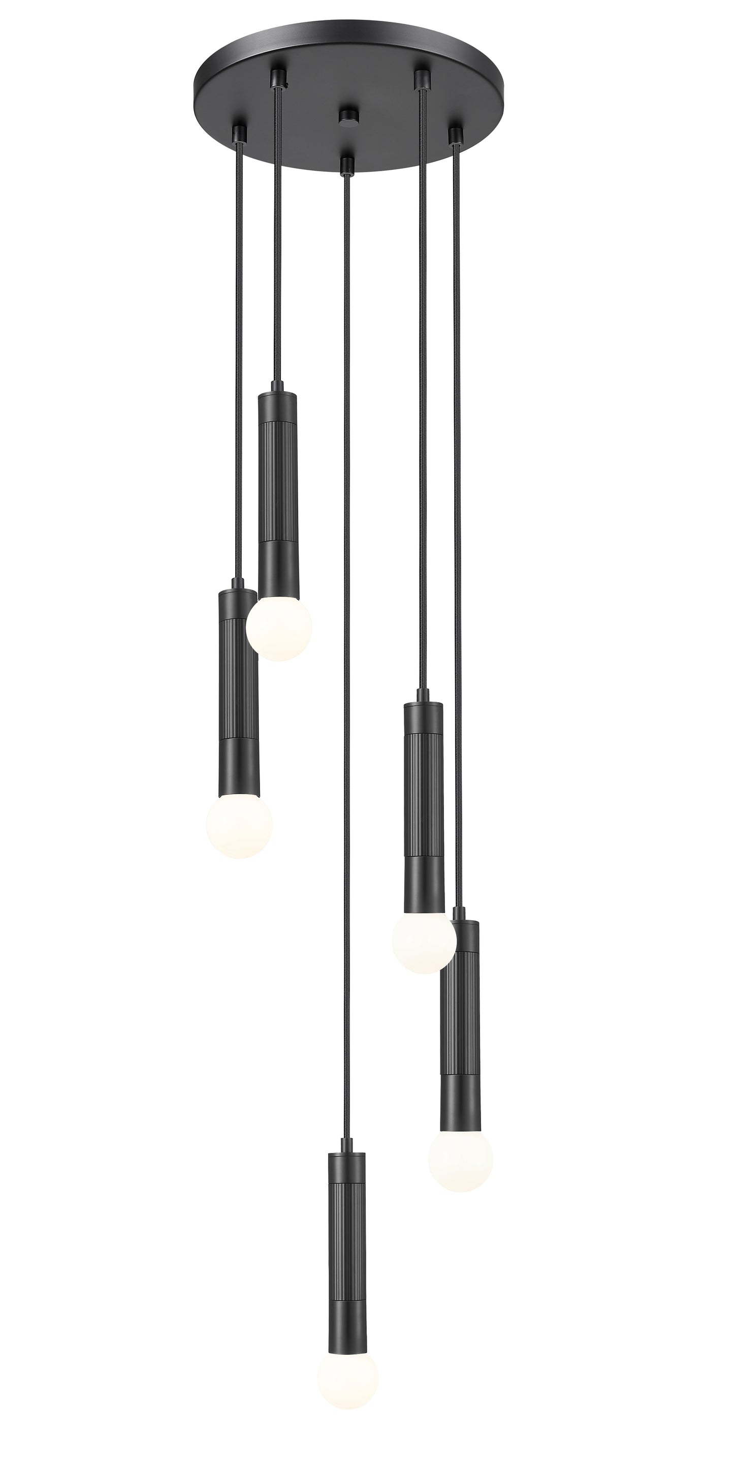 1956P-5R-MB - Stari 5 Light 12" Chandelier - Matte Black