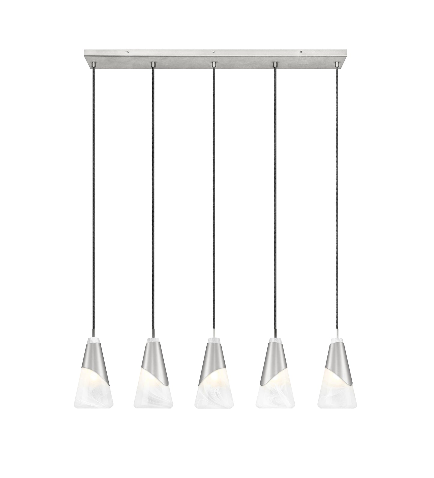 828P6-5L-BN - Aimie 5 Light Linear 42" Chandelier - Brushed Nickel