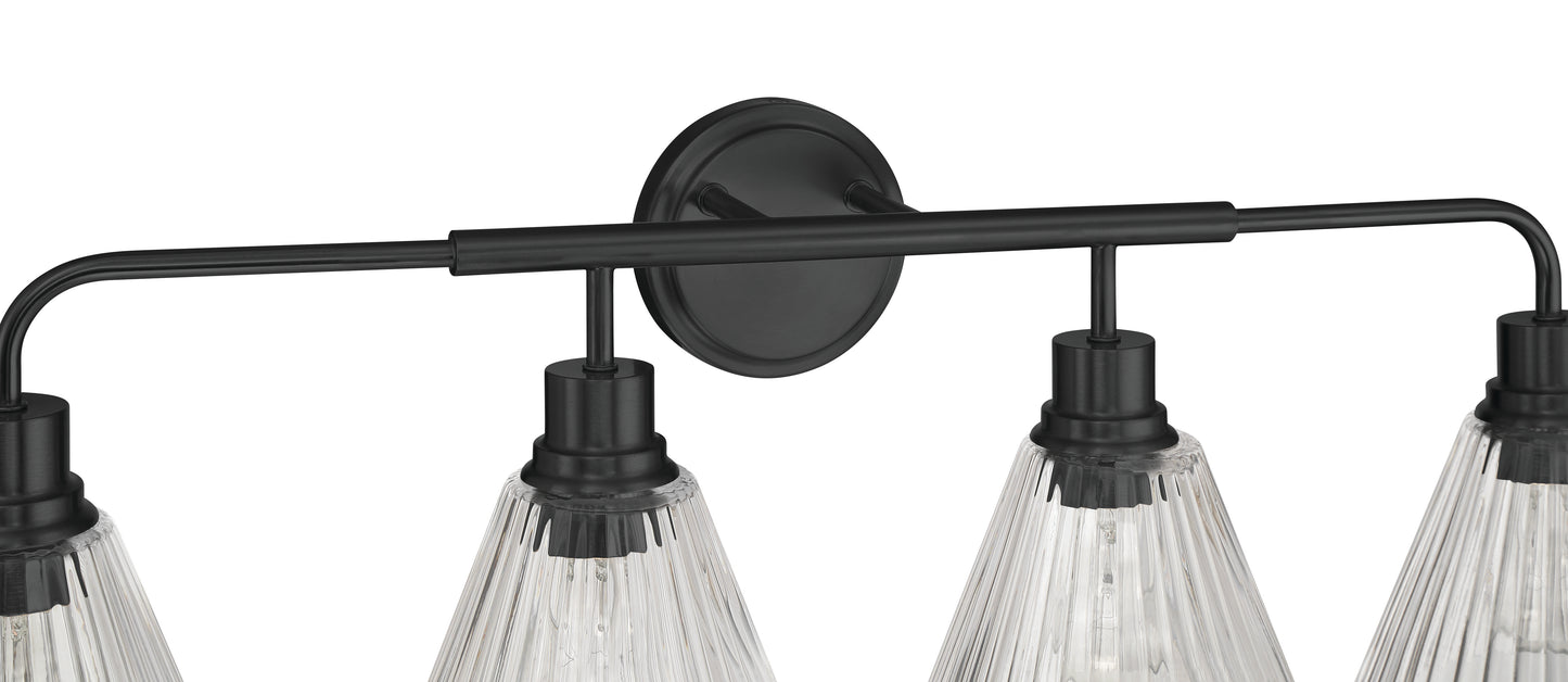 61104-FB - Pleated 4 Light 34" Wide Vanity Light - Flat Black