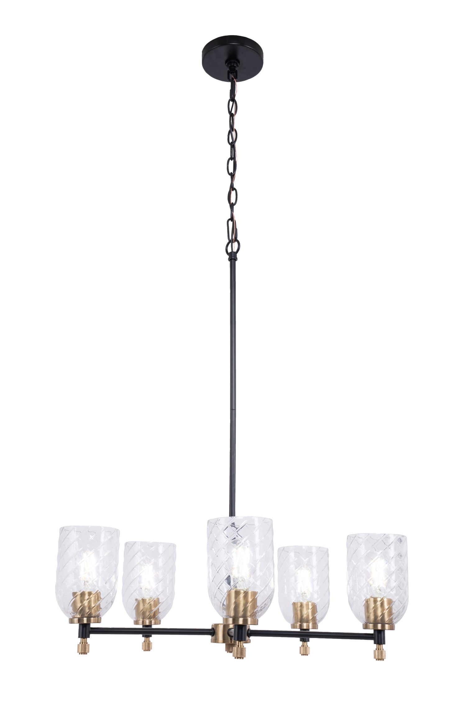 60325-FBSB-C - Council 5 Light 25" Wide Chandelier - Flat Black / Satin Brass