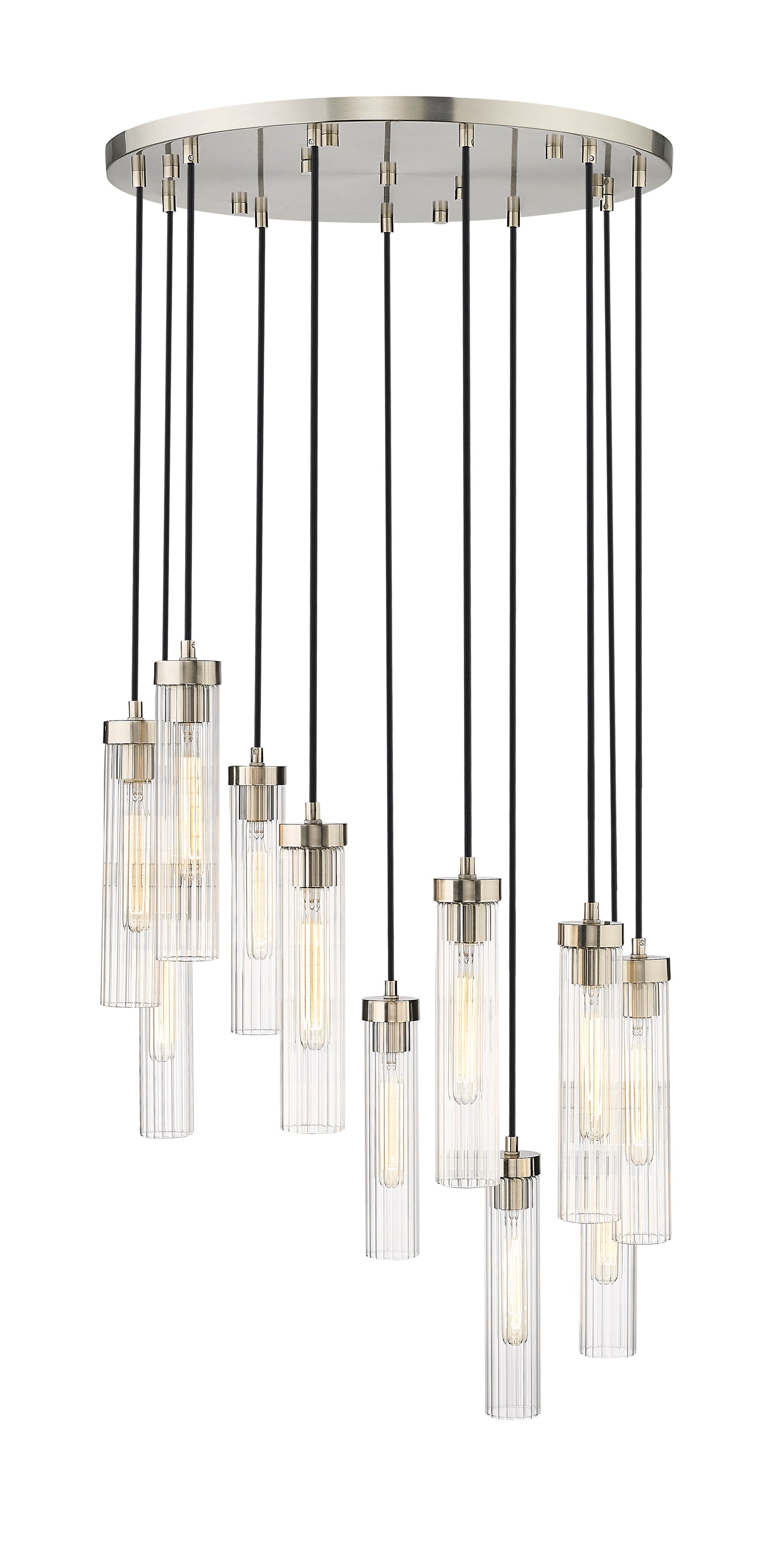 740P-11R-BN - Beau 11 Light 24" Chandelier - Brushed Nickel