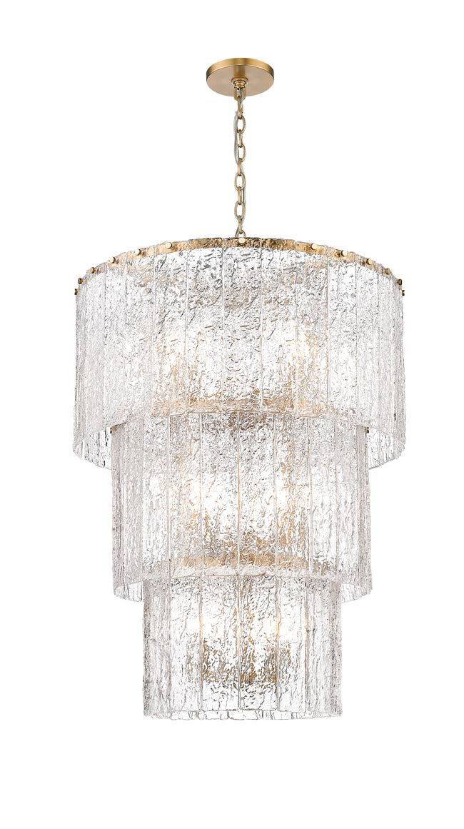 1943-36MGLD - Glacier 12 Light 28" Chandelier - Modern Gold