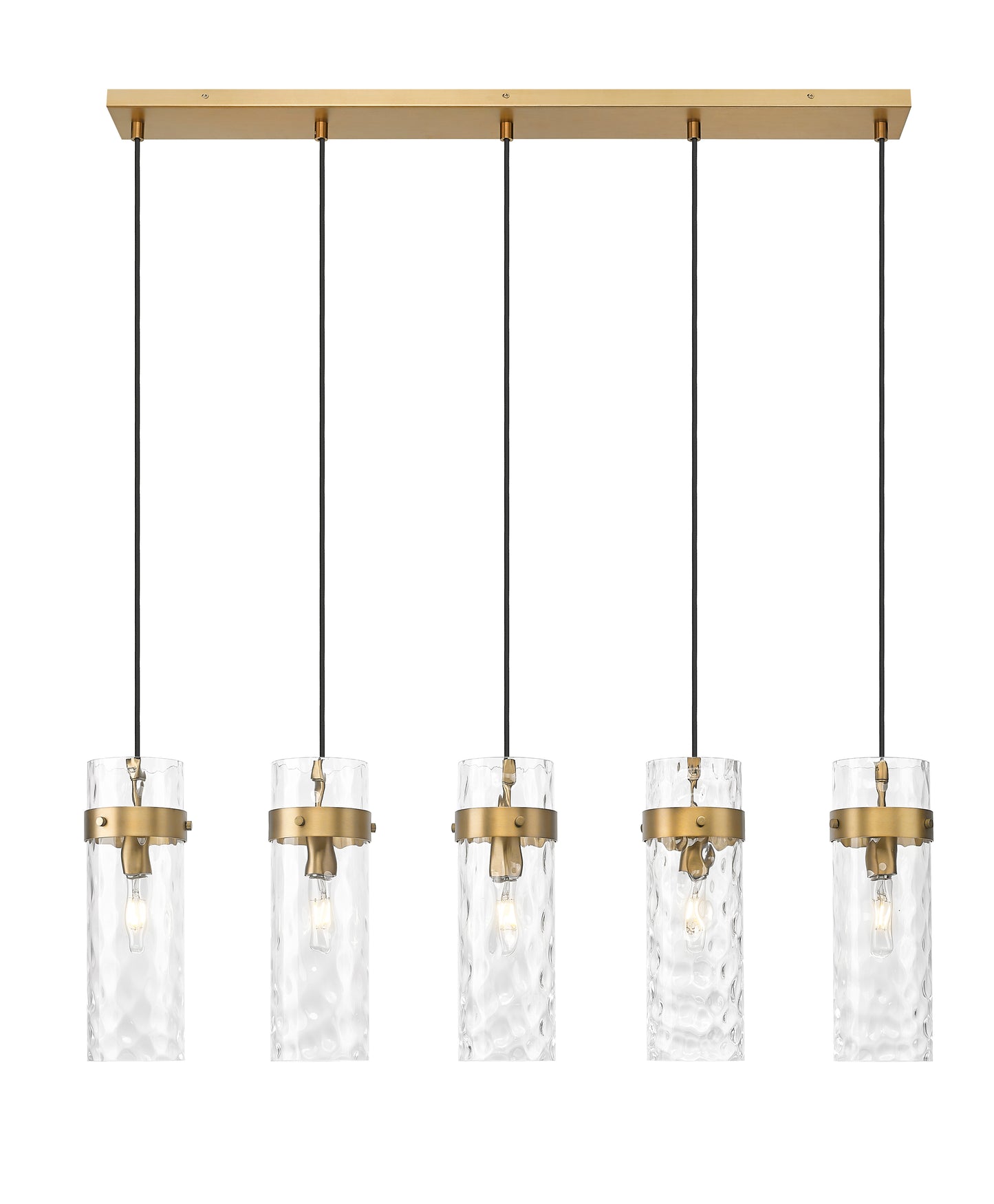7002P5-5L-RB - Fontaine 5 Light Linear 44" Chandelier - Rubbed Brass