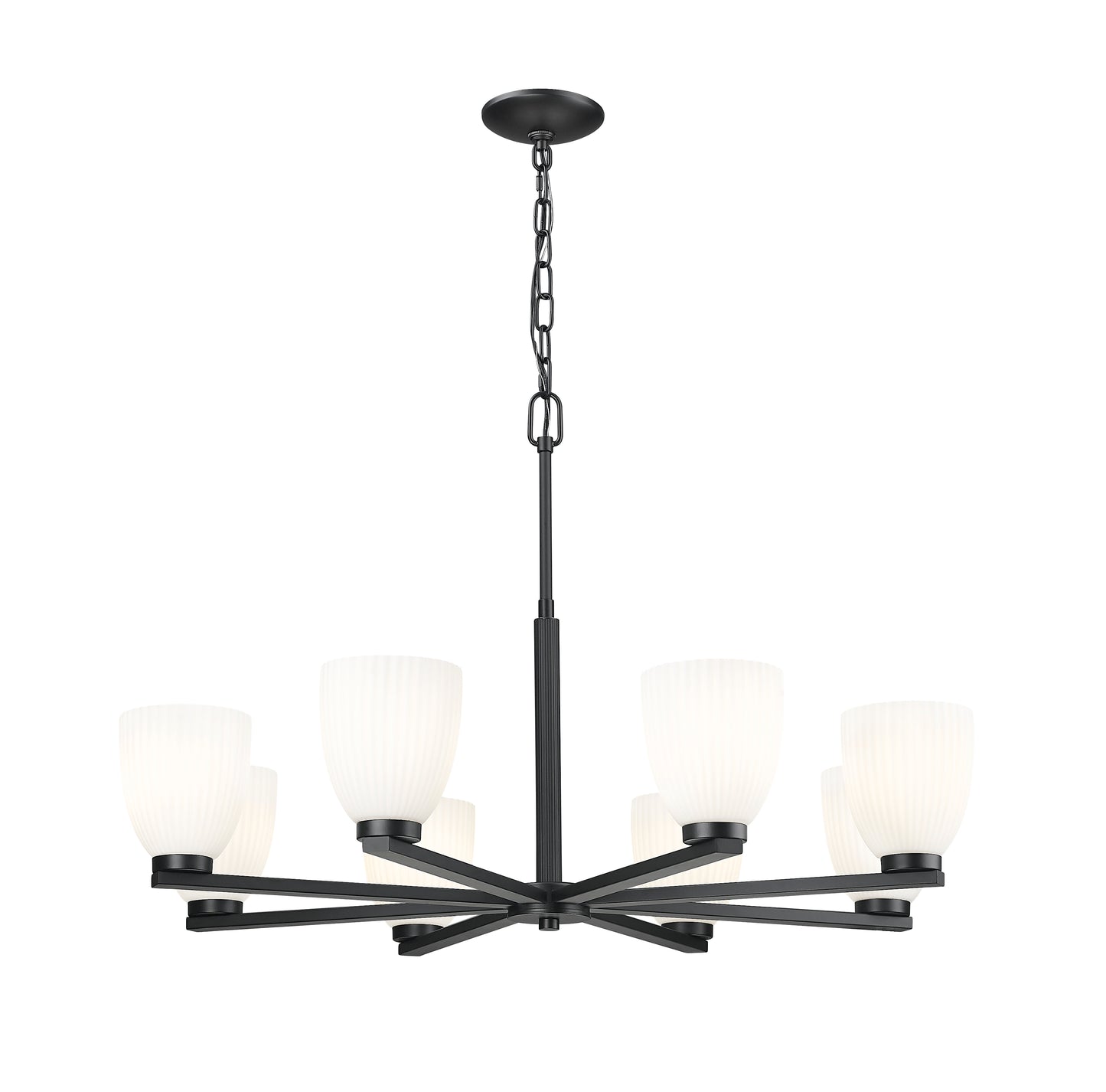 7518-8MB - Naya 8 Light 33" Chandelier - Matte Black