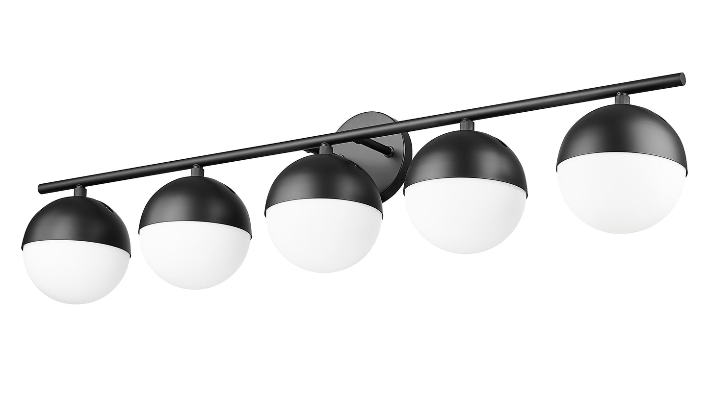 7517-5V-MB - Realm Sphere 5 Light 40" Vanity - Matte Black