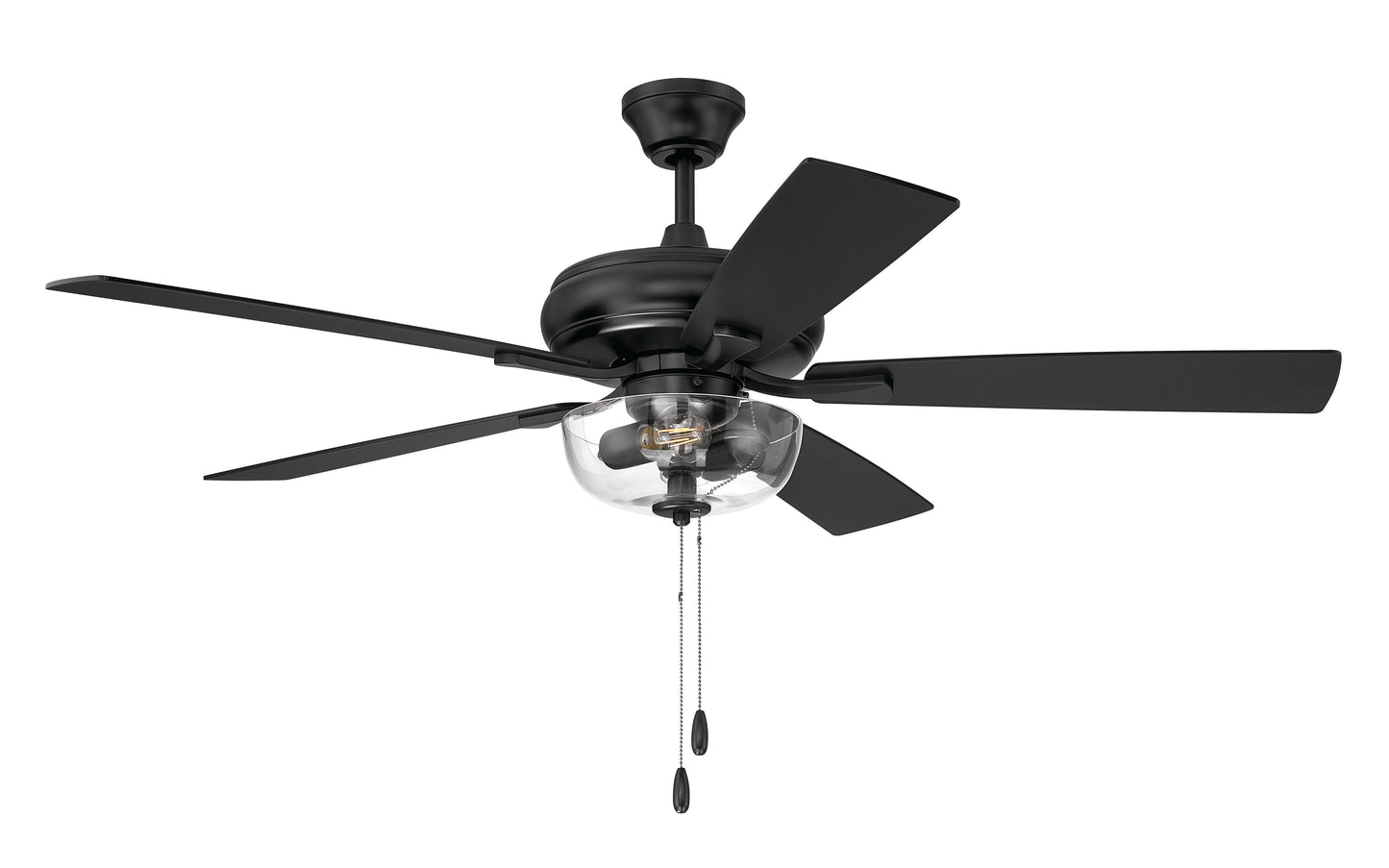 ECF201FB5-FBGW - EOS 2 Light Clear Bowl 52" Ceiling Fan 52" 5 Blade Ceiling Fan with Light Kit - Flat Black