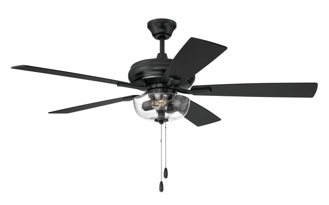 ECF201FB5-FBGW - EOS 2 Light Clear Bowl 52" Ceiling Fan 52" 5 Blade Ceiling Fan with Light Kit - Flat Black