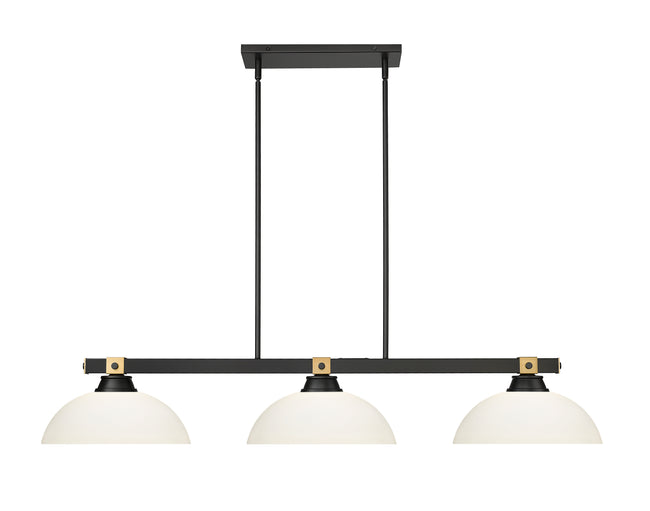 1955-3MB-RB-DMO14 - Bronte 3 Light 52" Billiard - Matte Black / Rubbed Brass
