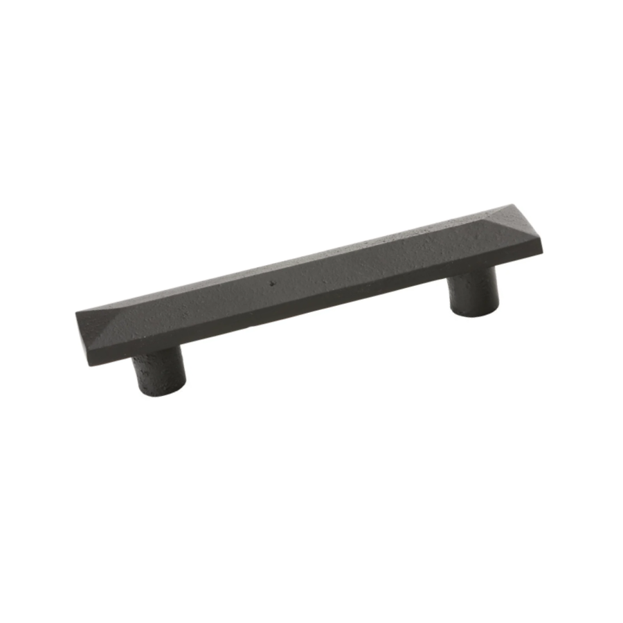 86328FB - Sandcast Pyramid 3" Center to Center Bar Cabinet Pull - Sandcast Bronze Collection - Flat Black
