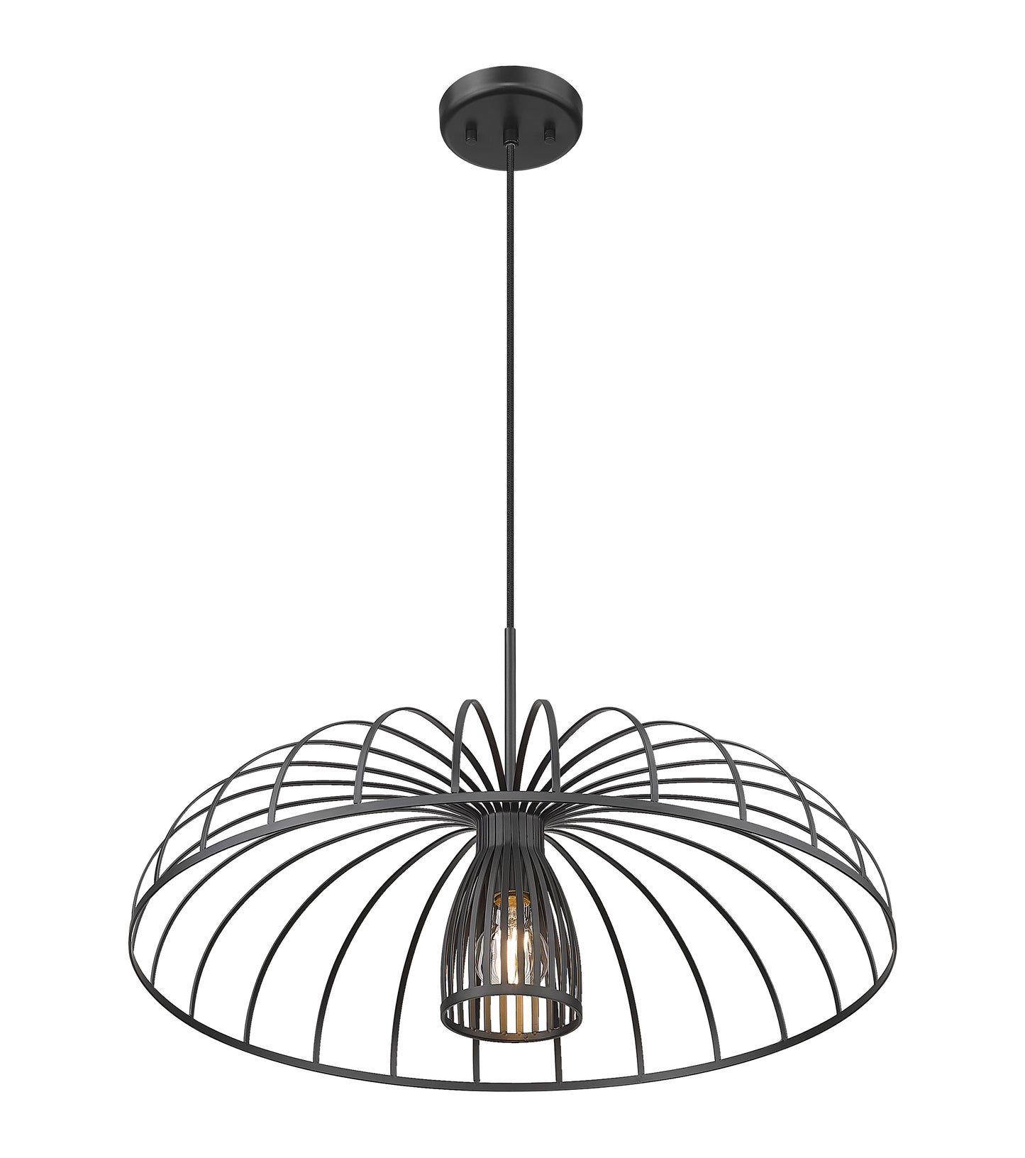 623P24-MB - Valencia 1 Light 24" Pendant - Matte Black