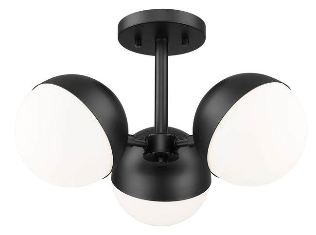 7517-3SF-MB - Realm Sphere 3 Light Semi Flush 17" Mount - Matte Black