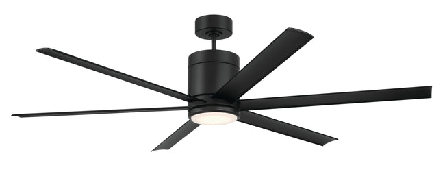 TTE65FB6 - Tate 65" 6 Blade Indoor Outdoor Ceiling Fan with Light Kit - Flat Black